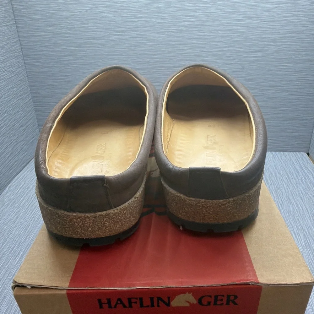 Haflinger Kodiak Leather Clogs Mens EU 43 US 10 Smokey Brown Oiled Nubuck
